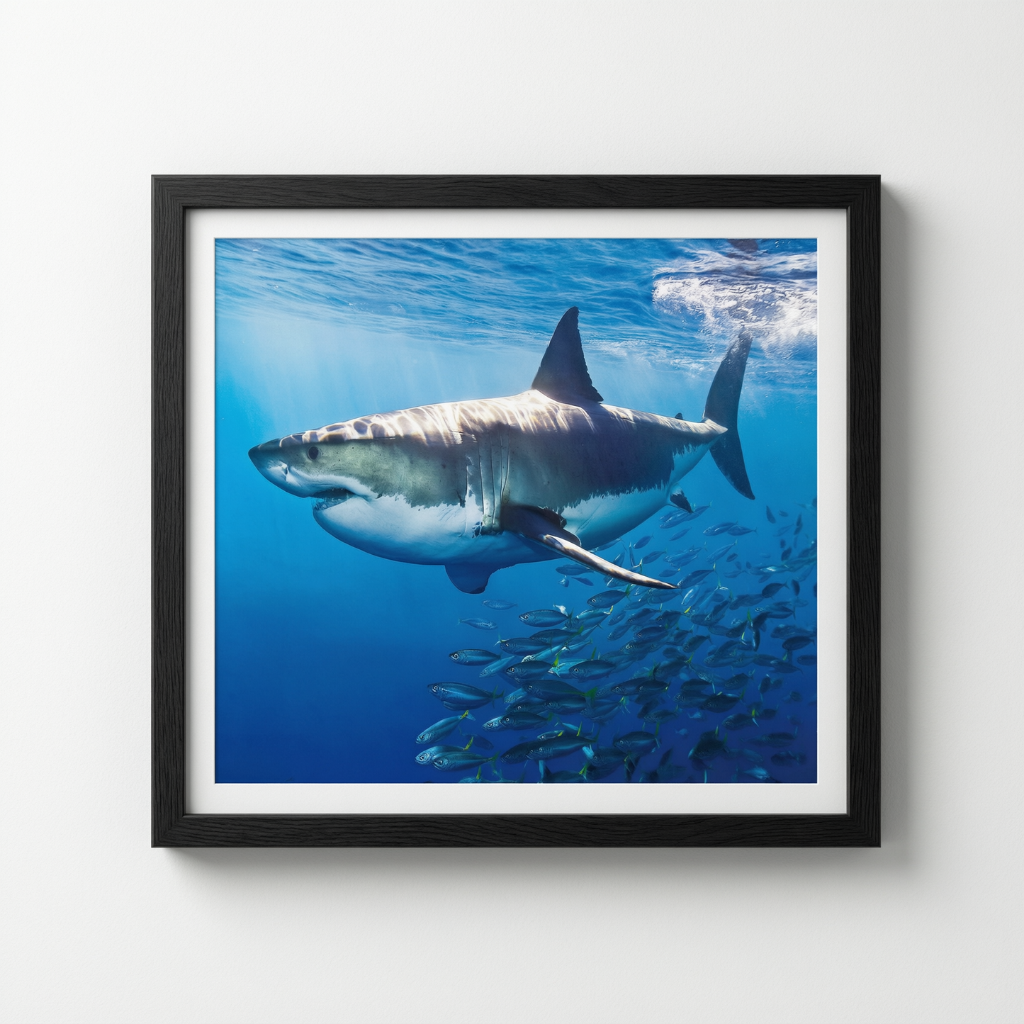Majestic Great White Shark - Wooden Framed Canvas