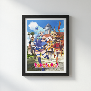 KonoSuba Anime Adventure Poster - Wooden Framed Canvas
