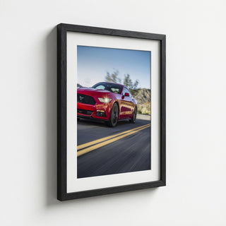 Red Mustang Speeding on Road