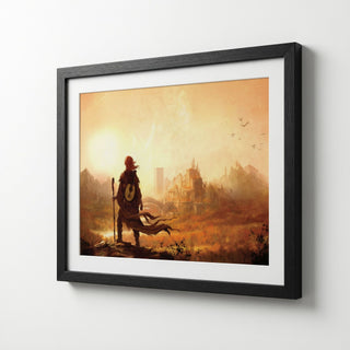 Fantasy Bard Overlooking Golden Kingdom