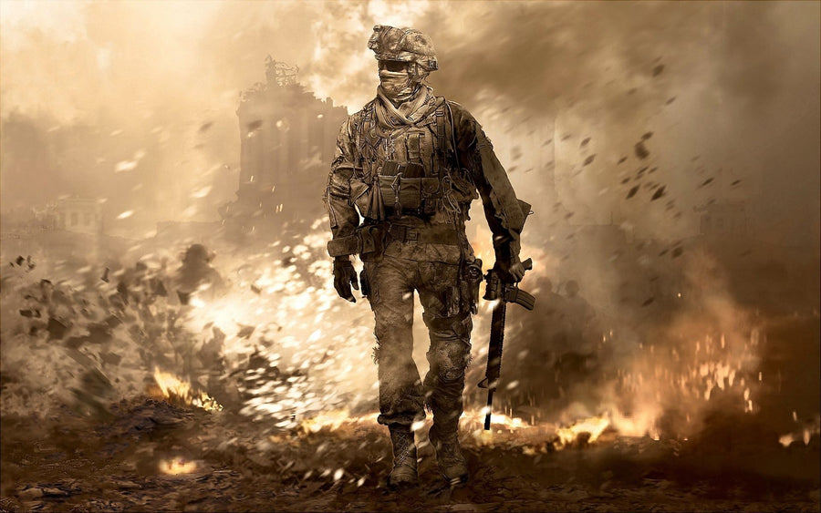 Soldier Walking From Explosion