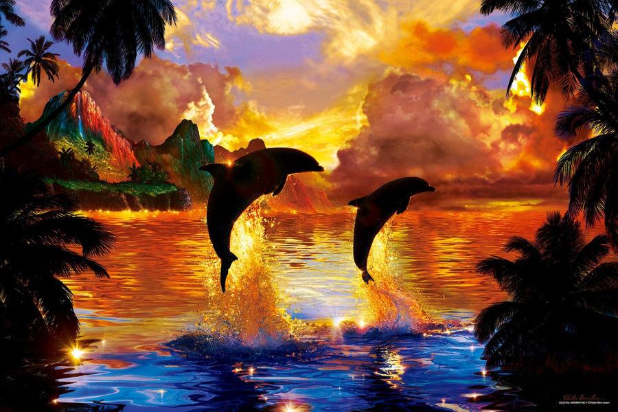 Dolphins Leaping at Sunset
