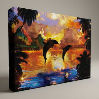 Dolphins Leaping at Sunset