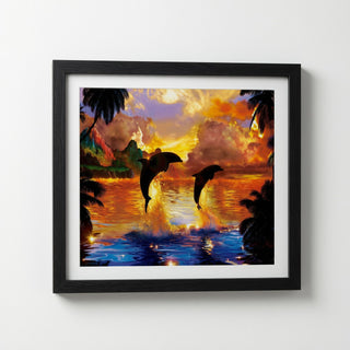 Dolphins Leaping at Sunset