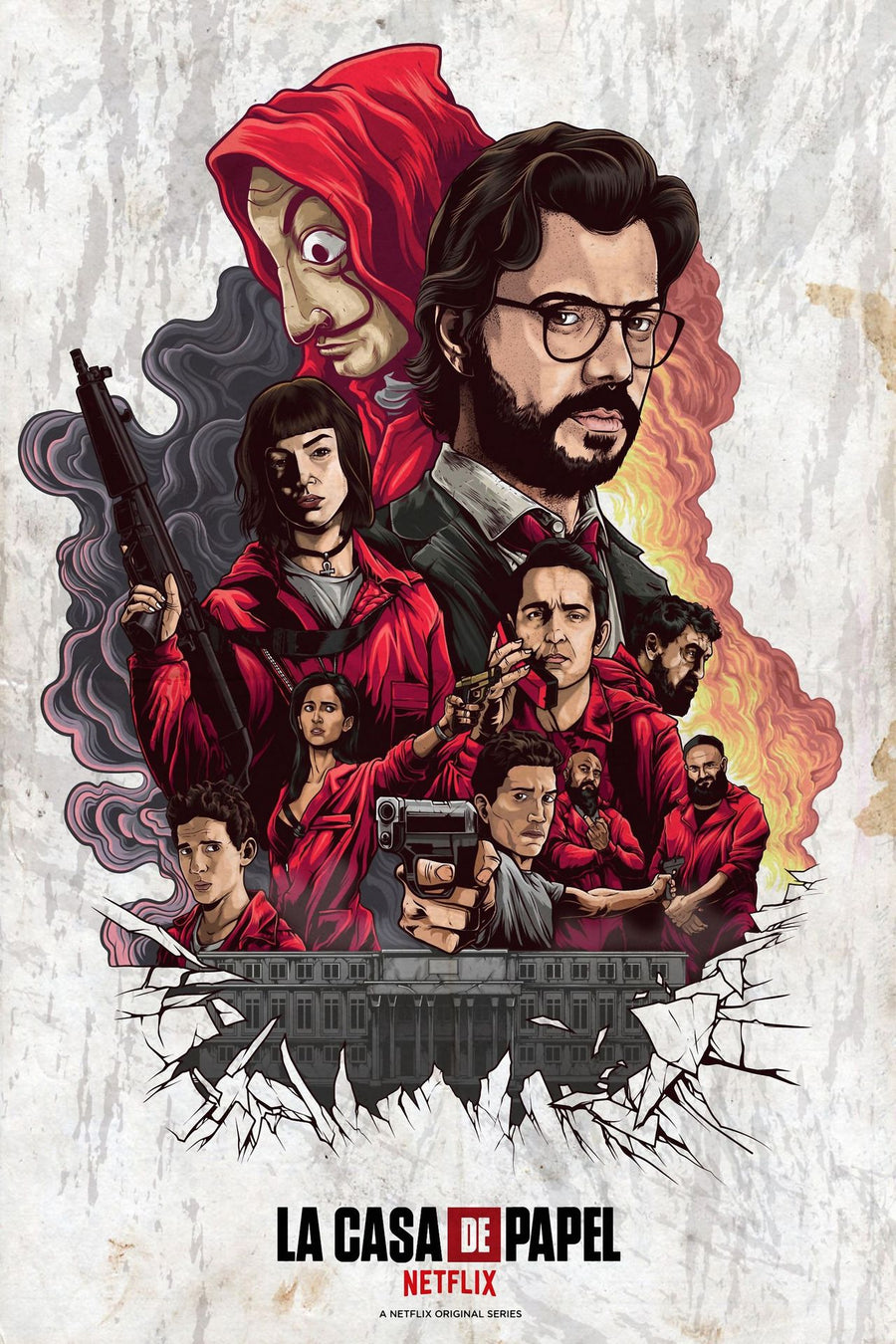 Money Heist Cast Illustration Poster