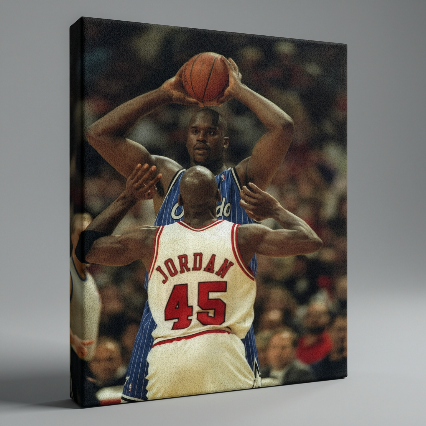 Jordan vs Shaq NBA Legends Poster - Stretched Canvas