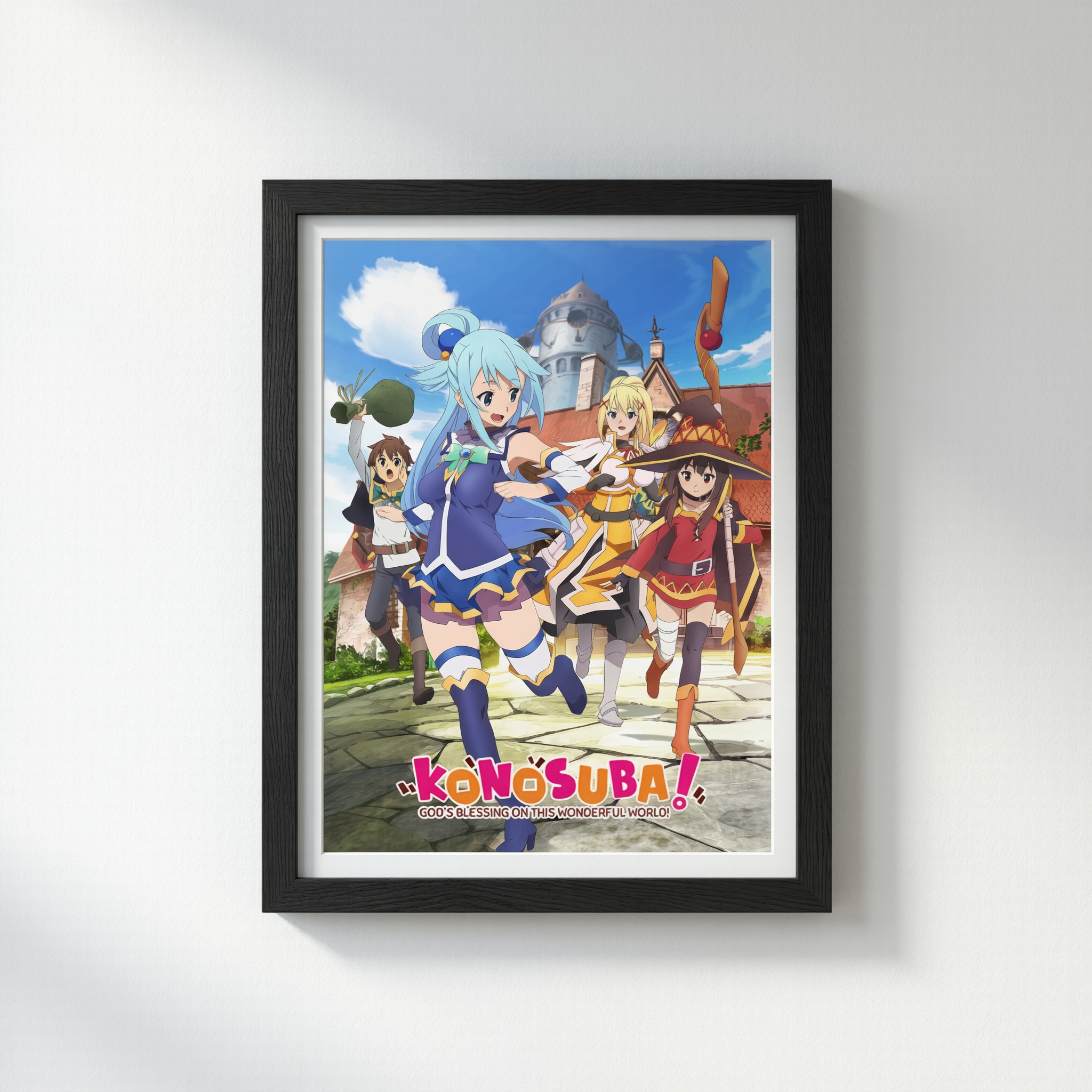 KonoSuba Anime Adventure Poster - Wooden Framed Canvas