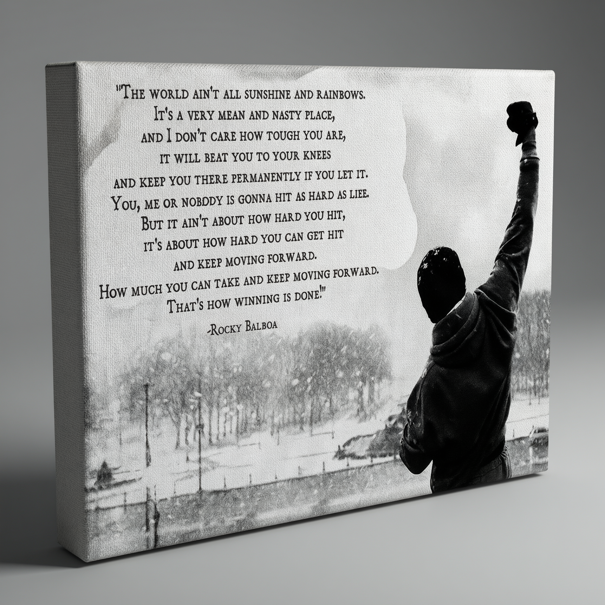 Rocky Balboa Motivational Quote Poster - Stretched Canvas