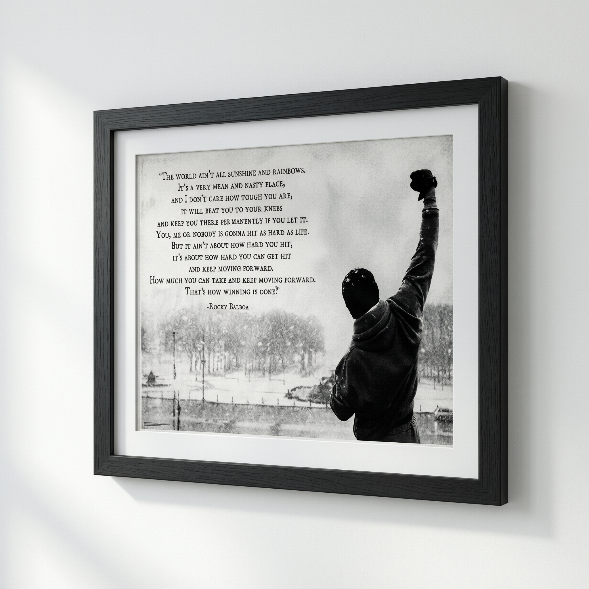 Rocky Balboa Motivational Quote Poster - Wooden Framed Canvas