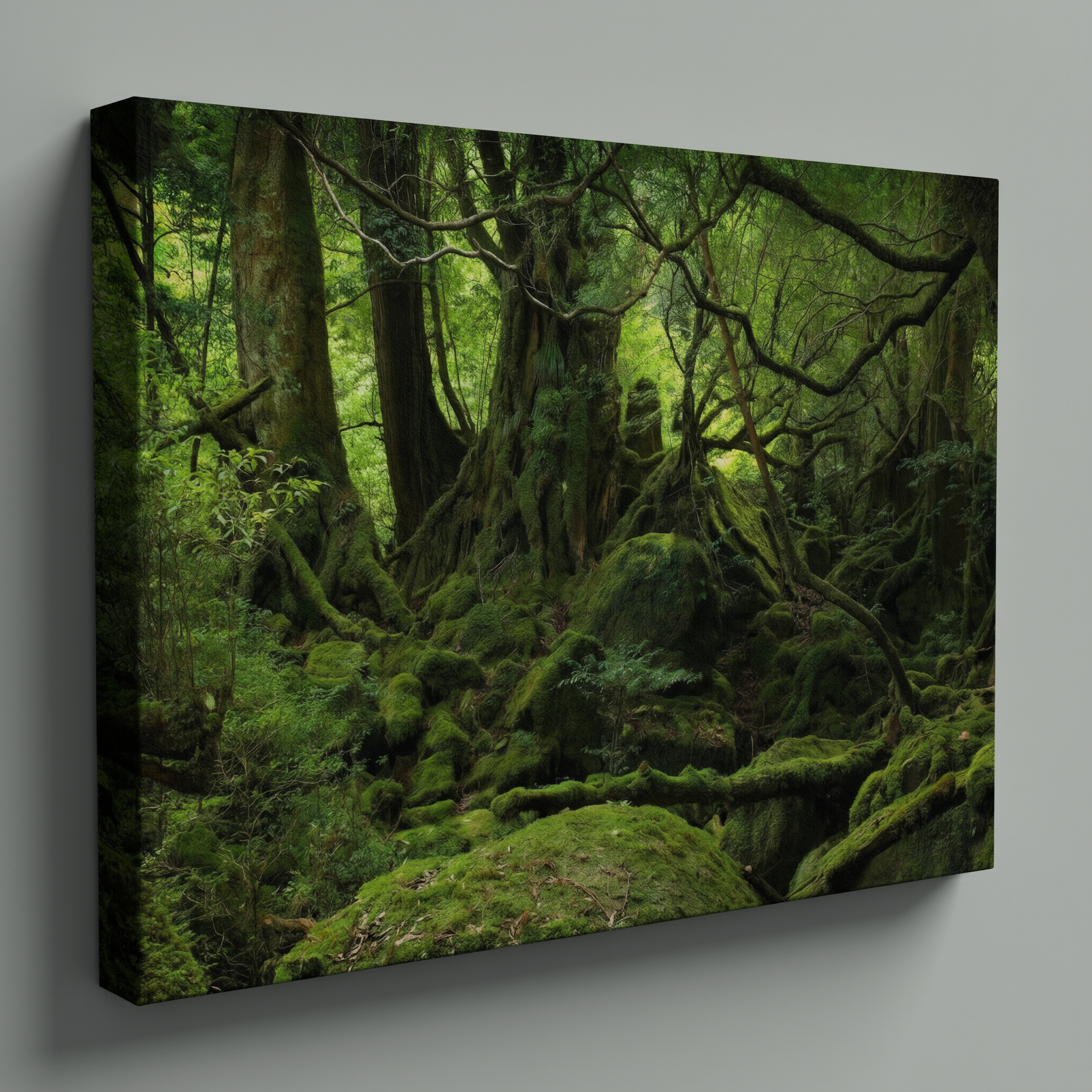 Ancient Mossy Forest Landscape - Stretched Canvas