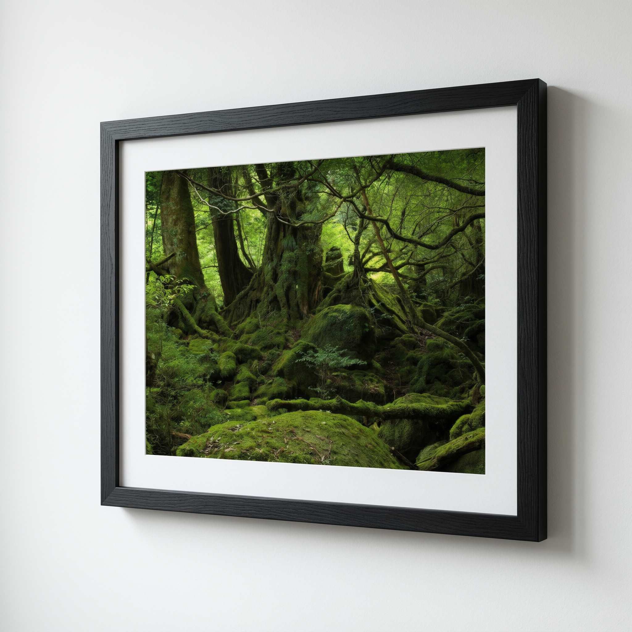 Ancient Mossy Forest Landscape - Wooden Framed Canvas