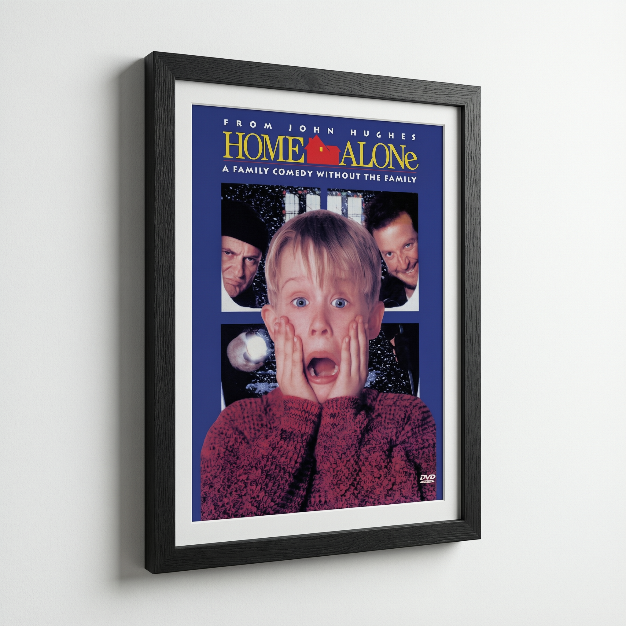 Classic Home Alone Movie Poster - Wooden Framed Canvas