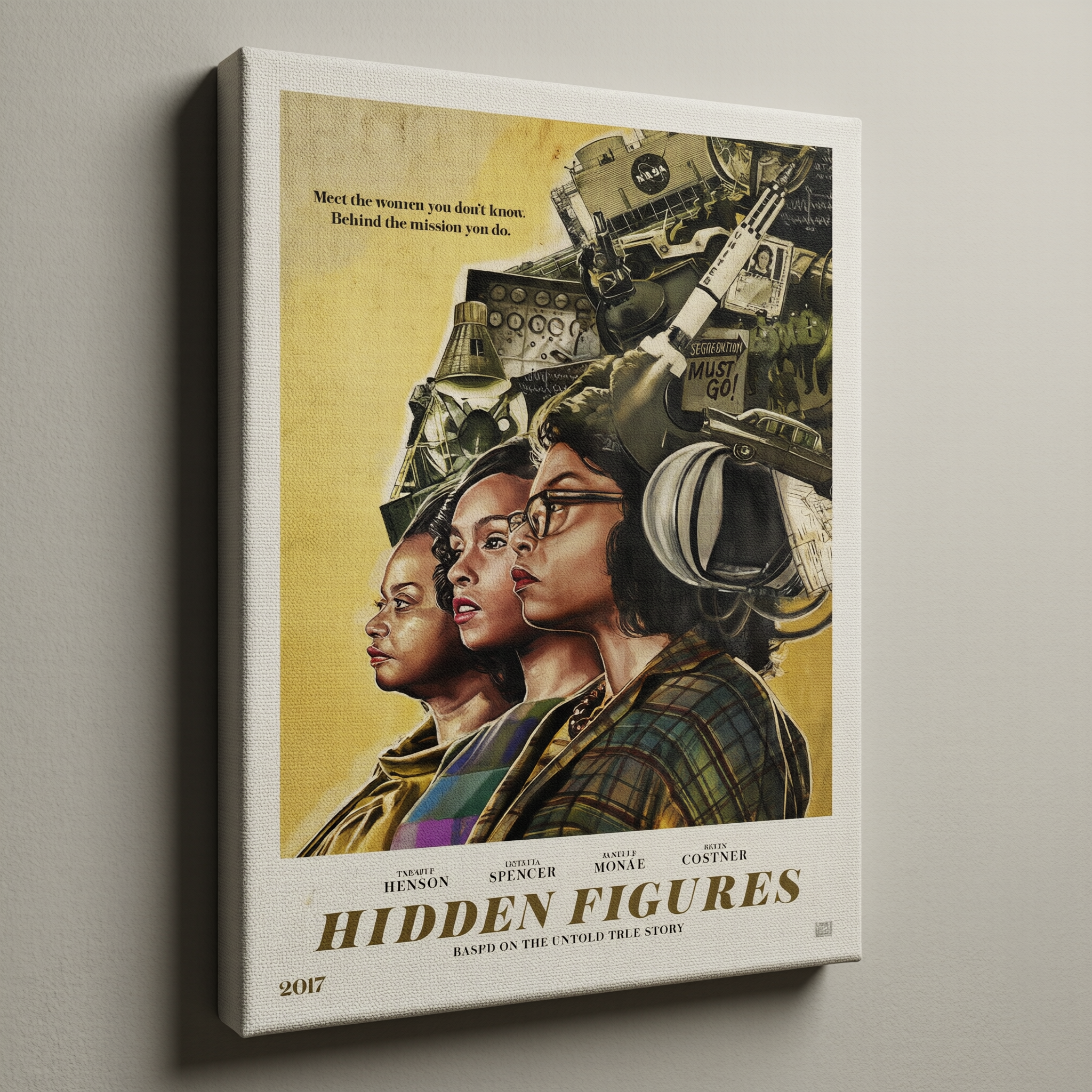 Hidden Figures Retro Movie Poster - Stretched Canvas