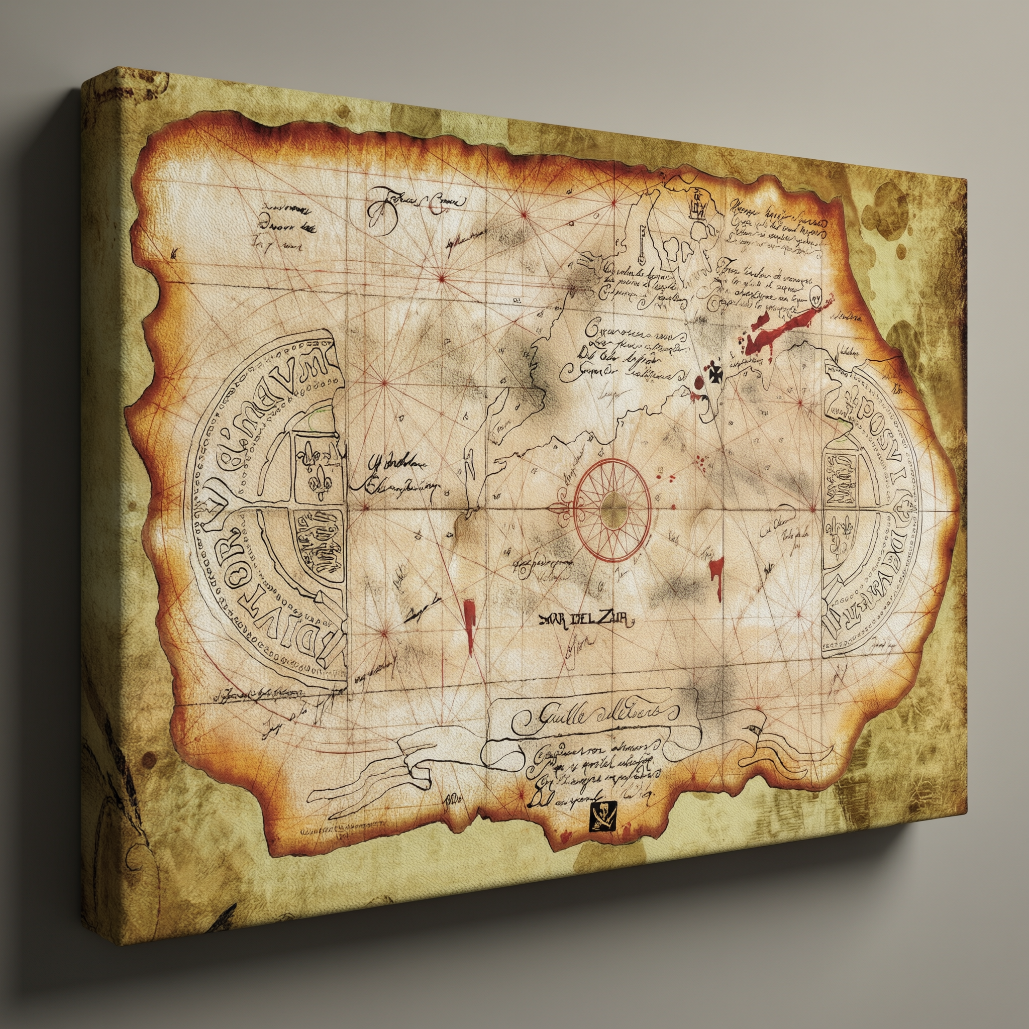 Vintage Pirate Treasure Map - Stretched Canvas