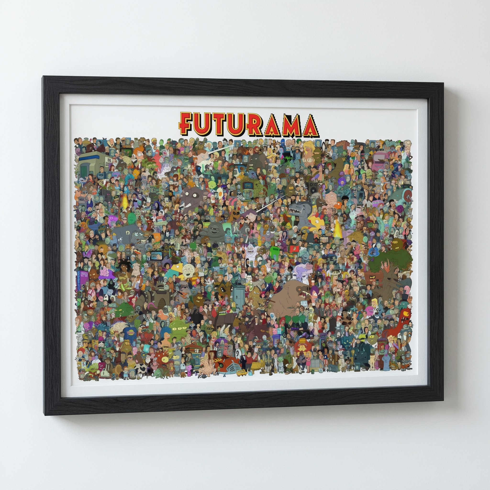 Futurama Complete Character Collage Poster - Wooden Framed Canvas