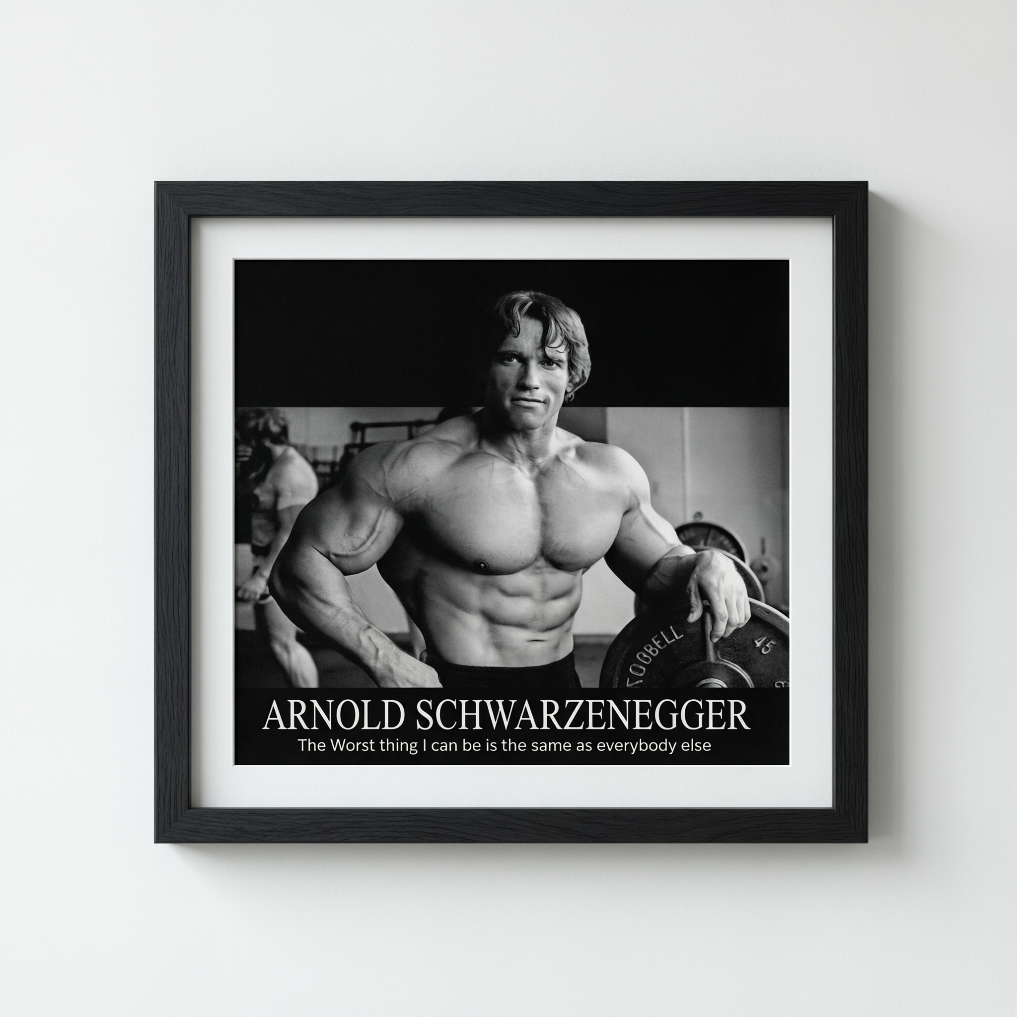 Arnold Schwarzenegger Motivational Gym Poster - Wooden Framed Canvas