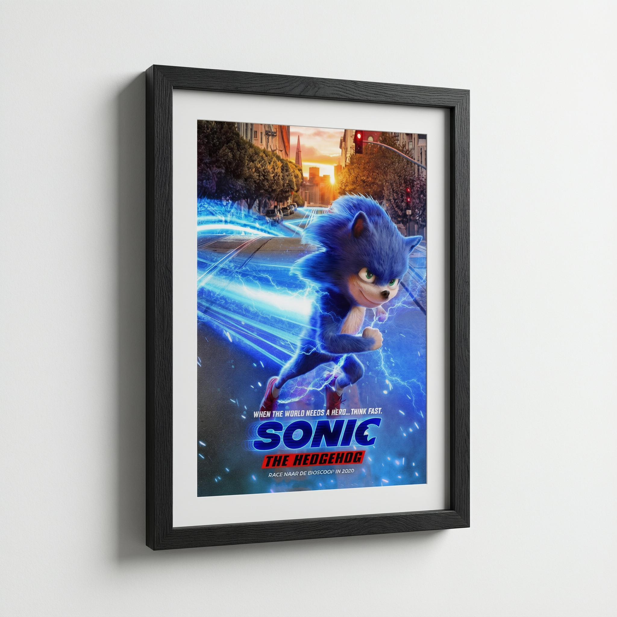 Sonic The Hedgehog Movie Poster - Wooden Framed Canvas