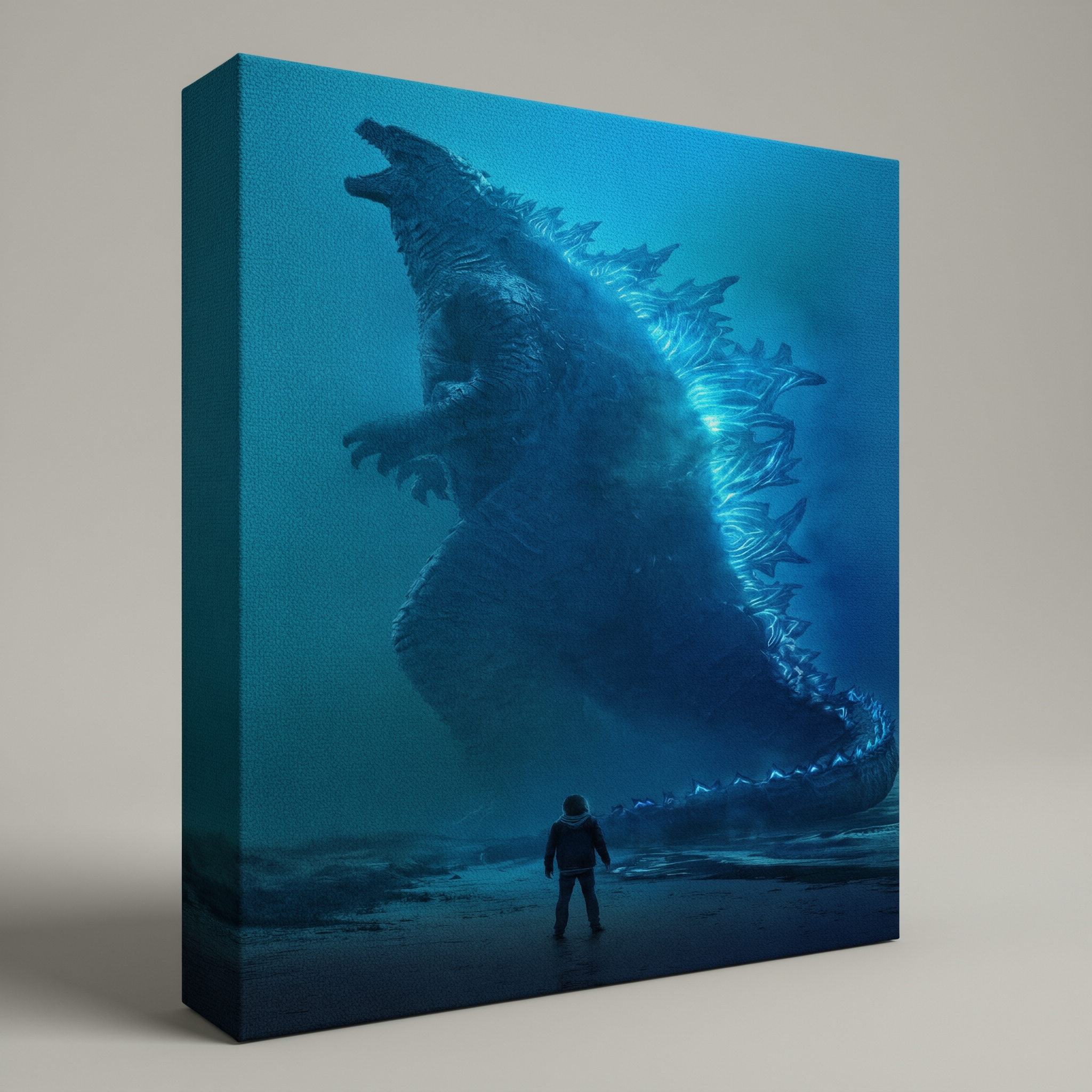 Godzilla Blue Glow Poster - Stretched Canvas